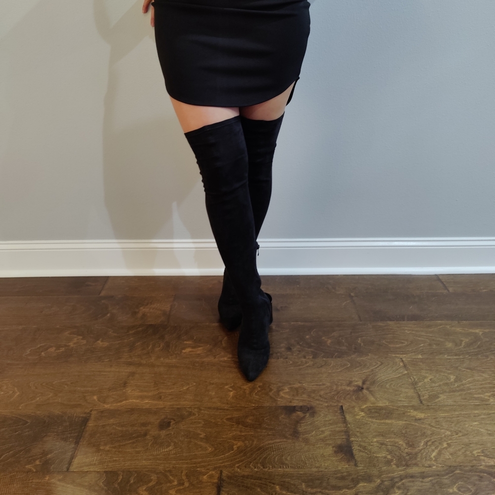 Over the knee black boots, size 9